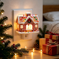 Lampe de chevet carrée en plastique en forme de maison de pain d'épices, à brancher, pour Noël, décoration de chambre, cadeau, vente en gros d'usine
