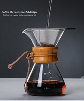 Cafetière en verre résistant à la chaleur avec poignée en bois, filtre en acier inoxydable, pour café filtre, avec infuseur Chemex en verre