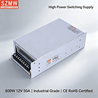 SZMW S-600-12V50A Alimentation à découpage à courant élevé, PFC actif et fonction parallèle CE RoHS pour découpeuse laser moyenne, AGV et grands systèmes de sécurité