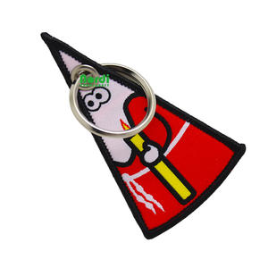 Nuevo diseño personalizado forma tejida bordada llaveros motocicleta <span class=keywords><strong>botella</strong></span> forma tejida llavero Jet Tag con llavero <span class=keywords><strong>de</strong></span> Metal - Product Image 5