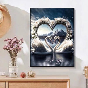 XIXI Diamond Painting Série Paysage Animalier Lac aux Cygnes, Art de Broderie Acrylique Peint à la Main, pour une Ambiance Sophistiquée - Product Image 2