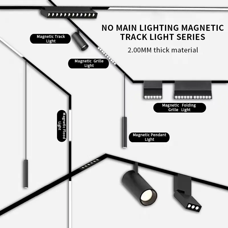 Luce per sistema a binario lineare con pendente intelligente 6W-30W per luce a Led a parete a soffitto 48V con binario magnetico