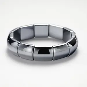 Wollet Classic Silver Gray Fatigue Resistant Natural Terahertz Therapy Energy Stone Bracelet