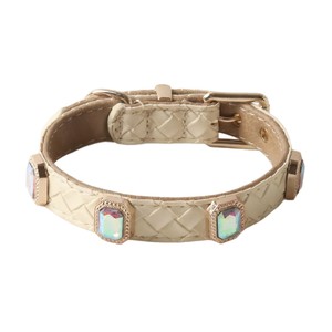 Luxury Dog Collar <b>Light</b> Blue Woven Leather Rhinestone Small Pets All Seasons - Product Image 5