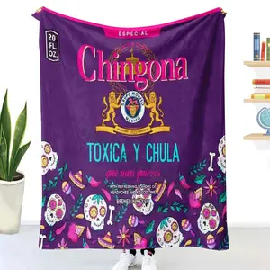 Tùy chỉnh thiết kế mới Mexico toxica Y chula chingona lông cừu du lịch ấm cúng ném bông chăn