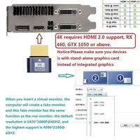 Adaptateur d'affichage virtuel Yoosure compatible HDMI 4K HDR, émulateur EDID, moniteur factice sans tête, prend en charge la résolution 4K