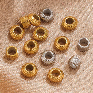 Wheel Pattern Large Hole <b>Beads</b> | 18K PVD Gold Plated Stainless Steel Round Spacer <b>Beads</b> for DIY <b>Bracelet</b> Necklace <b>Making</b> - Product Image 3