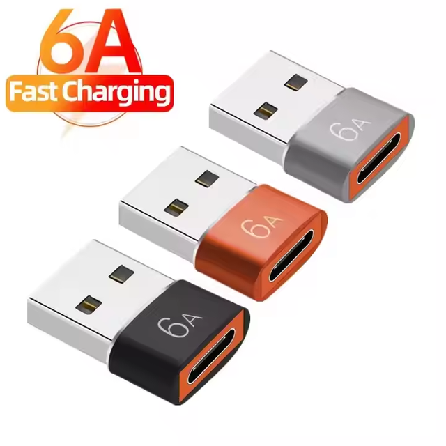 Factory Wholesale USB to Type-C 3.1 Female to Male Charger PD Data Cable 6A Mobile Adapter USB-C Port Converter for iPhone