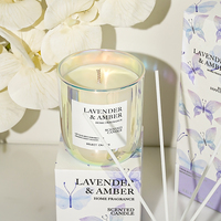 Le plus récent en gros de luxe maison fait à la main cadeau chambre arôme personnalisé holographique verre roseau diffuseur cire de soja parfumé ensemble de bougies de soja