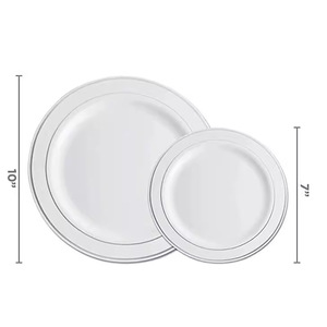 Assiettes jetables en <span class=keywords><strong>plastique</strong></span> dorées de 6, 7,5, 9 et 10,25 pouces, en PS de qualité alimentaire, motif rose, 25 pièces par paquet, bord plat, pour le camping - Product Image 5