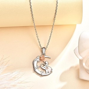 Nuevo y Exclusivo Collar con Colgante <span class=keywords><strong>de</strong></span> Aleación <span class=keywords><strong>de</strong></span> Rosa Lunar y Elefante Madre e Hija, Chapado en Plata, Regalo para el Día <span class=keywords><strong>de</strong></span> <span class=keywords><strong>la</strong></span> Madre, Regalo Festivo para Mujer - Product Image 4