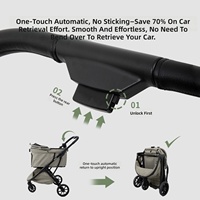 Poussette pour animaux de compagnie légère, pliable automatiquement en une seule touche, pour chats et chiens, avec cadre en alliage d'aluminium et grande capacité