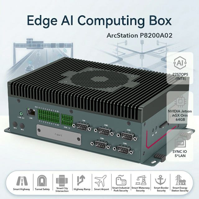 Orin 32G/64G Edge AI PC ArcStation P8200A02 9-36V Wide Voltage Fan-Cooling Industrial Box PC with 16-bit DIO