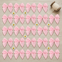 Hanfan 50 pièces mini nœuds en ruban de satin rose, fleurs appliquées, bricolage, couture, scrapbooking, cadeau de mariage, 100% polyester