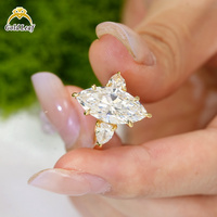 Goldleaf Kişiye Özel Lüks Mücevher Yüzüğü 10k-18k Sarı Altın Markiz Kesim 1CT-3CT DEF VVS VS Laboratuvar Elması Yüzük