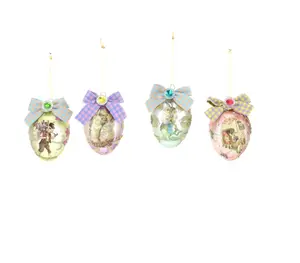 聚树脂陶瓷4件复活节兔子装饰品套装 (4件套) 复活节装饰