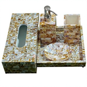 Premium Natural Mother of Pearl <b>Bathroom</b> <b>Accessories</b> <b>Set</b> Handmade Shell Mosaic Vanity <b>Set</b> for Luxury Hotels Resorts Home Decor - Product Image 1