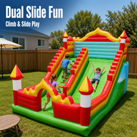 Kaluen C-20, château gonflable écologique en PVC, 5m*5m*3.5m, avec toboggan, capacité de 20 enfants, pour utilisation en extérieur, vente flash