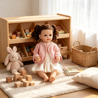 Poupée réaliste en vinyle de 22 pouces, avec des cheveux bouclés et une double queue de cheval, et un pyjama rose, cadeau de fête d'anniversaire pour les petites filles