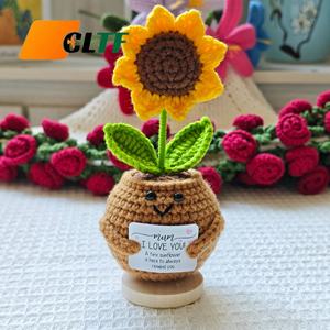 ของขวัญถักโครเชต์รูปดอกทานตะวันในกระถาง ปี 2026 ขายส่งจากโรงงานโดยตรง ของขวัญแฮนด์เมดขนาดเล็ก น่ารัก <span class=keywords><strong>ตลก</strong></span> สดใส ตุ๊กตาถักโครเชต์ ของขวัญดอกไม้ถักโครเชต์สำหรับคุณแม่ - Product Image 4