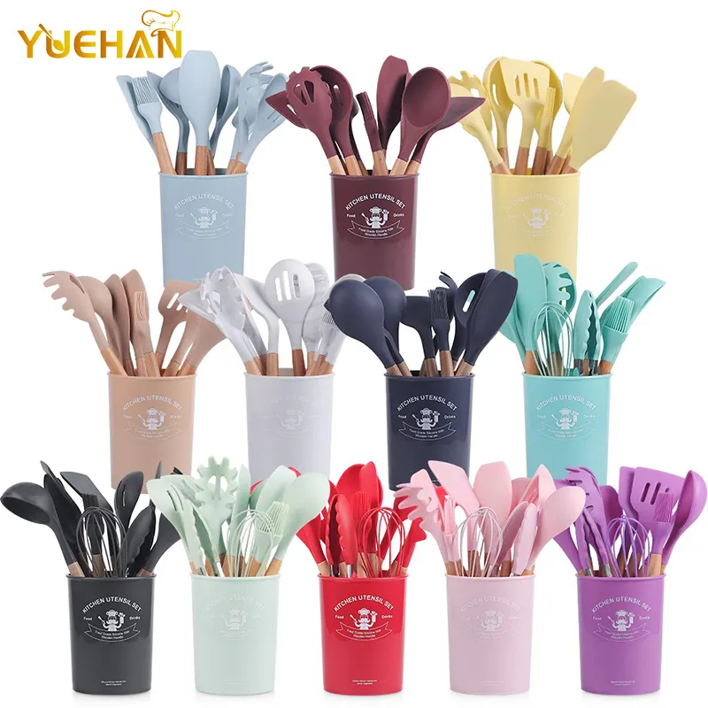 Nonstick 12 Pcs Set Kitchen Utensils Silicone Kitchen Utensils Support For Spoon And Utensils