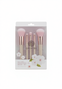 Grenobil Makeup <b>Brush</b> Set 5 Pcs Synthetic Hair Wood Handle <b>Round</b> Ferrule For Makeup Application - Product Image 1