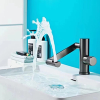 Robinet de lavabo thermostatique numérique à montage sur plan, design moderne, finition chromée, 1 poignée, en laiton, rotation universelle, pour usage domestique