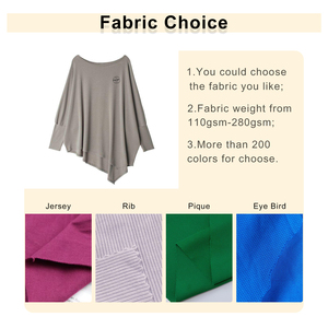 Suelto personalizado en blanco 65 algodón 35 poliéster cuello redondo dobladillo Irregular camisa manga larga señoras camiseta nuevo diseño - Product Image 2