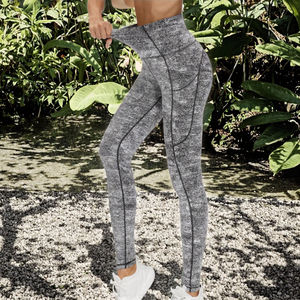 Legging de yoga taille haute en tricot croisé à motif uni, avec taille élastique, effet push-up fessier, délavé, écologique, pour le sport et le fitness - Product Image 3