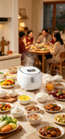 Cuisinière à riz multifonction avec contrôle numérique du minuterie, chauffage IH, cuve intérieure en acier inoxydable de 3,0 L, fonctions faible teneur en sucre et écologiques