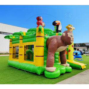 บ้านลมธีมซาฟารีสัตว์ป่าพร้อมกอริลลา ยีราฟ และนกแก้ว ต้นไม้ สำหรับงานปาร์ตี้เด็ก - Product Image 3