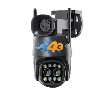 Caméra IP Wifi/4G carte Sim PTZ 4MP 8MP double objectif 2.8mm-8mm 10X Zoom extérieur AI suivi humain couleur caméra de sécurité à Vision nocturne