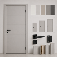 Porte intérieure en composite polymère résistant à l'humidité avec cadre et quincaillerie pour hôtel, appartement, salle de bain