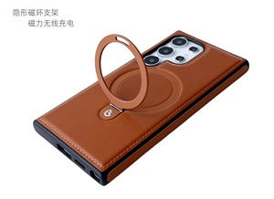 PU da trở lại trường hợp điện thoại với vòng đứng chủ đối với Samsung Galaxy S22 S23 S24 S25 siêu S26 siêu từ trường hợp da - Product Image 6