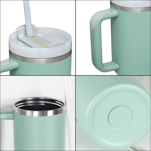 ODM Stainless Steel 40oz Vacuum Travel Mug Handle 2-in-1 <b>Straw</b> Flip Lid Leak-Proof BPA Free Tumbler LED Temperature Display - Product Image 3