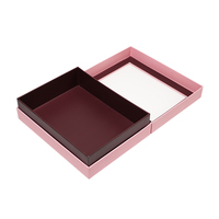 Caja de Regalo Rígida Bicolor Rosa Borgoña con Logotipo Personalizado, Tapa con Panel de Ventana, para Joyería, Bodas, Cosméticos
