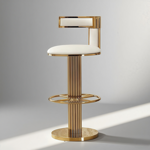 Tabouret <span class=keywords><strong>de</strong></span> Bar Pivotant <span class=keywords><strong>de</strong></span> Luxe Léger, Design Moderne Simple en Acier Inoxydable, Chaise <span class=keywords><strong>de</strong></span> Bar à Dossier Tendance pour Maison et Bureau - Product Image 1