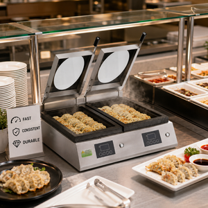 Machine à frire électrique commerciale à double tête en acier inoxydable, pour comptoir, 3,5 kW, 220 V, pour restaurant - Product Image 5