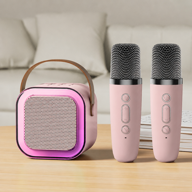 Karaoke Machine for Kids New Mini Portable Karaoke Toys Karaoke Speaker with 2 Wireless Microphone & Light for Home Party