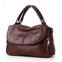 Nouveau sac à bandoulière en cuir véritable pour femme, été, deux poches, fermeture éclair, multi-poches, grande capacité, option bandoulière, style européen-américain