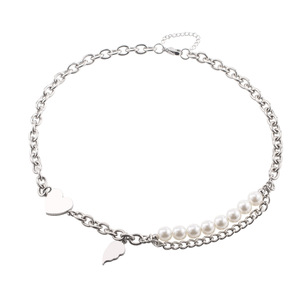 สร้อยคอจี้รูปหัวใจพร้อมลูกปัดมุกเทียม โซ่เหล็กไทเทเนียมสำหรับผู้ชายและผู้หญิง เครื่องประดับแฟชั่นแบบซ้อนชั้น - Product Image 5