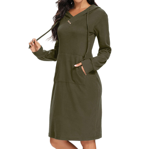 <span class=keywords><strong>Sweat</strong></span>-shirt pour femmes <span class=keywords><strong>Robe</strong></span> en coton pour femmes Fabricants de vêtements Elégant Logo personnalisé Robes à capuche à manches longues Casual Summer - Product Image 2