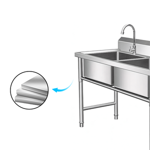 Fregadero doble de acero inoxidable resistente a olores para mercado de mariscos, venta directa de fábrica de Shandong - Product Image 4