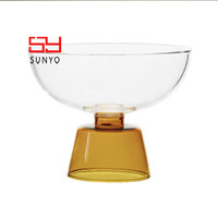SUNYO - Tazón de Postre de Vidrio Colorido de Lujo Creativo, Tazón de Agua de Vidrio de Borosilicato de Alta Calidad para Helado, Leche Agria