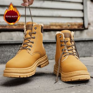 2025 New Winter Men's Shoes Warm Yellow <b>Boots</b> <b>Work</b> Wear High Top Cotton Shoes - Product Image 3