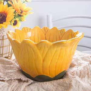 Personalizzato all'ingrosso cucina Deco bella delicata ciotola di zuppa di ceramica a forma di girasole per piccole insalata, riso, cereali e zuppe