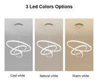 Lustre LED moderne JACKSUN en or, 3 anneaux, dimmable, circulaire, 60+40+20cm, luminaire suspendu pour salle à manger, lampe en aluminium léger