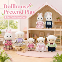 Lot de 8 figurines d'animaux floqués pour maison de poupée, lapins et moutons, jeu d'imitation, vente en gros OEM
