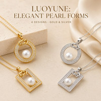 LUOYUNE – collier avec pendentif en perles pour femmes, zircon étincelant, cercle géométrique, carré, bijoux, cadeau, designs or et argent