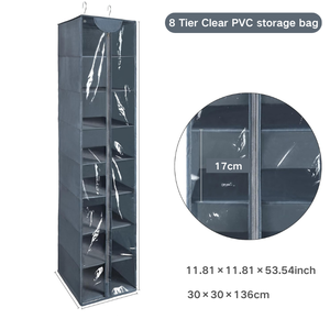 Organisateur de placard suspendu en PVC transparent à 8 niveaux avec fermeture à glissière Étagères de <span class=keywords><strong>rangement</strong></span> de chaussures à fermeture à glissière pour le <span class=keywords><strong>rangement</strong></span> de la garde-robe - Product Image 2